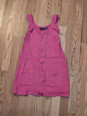 Pink Velvet Bright Pink Button-Front Romper
